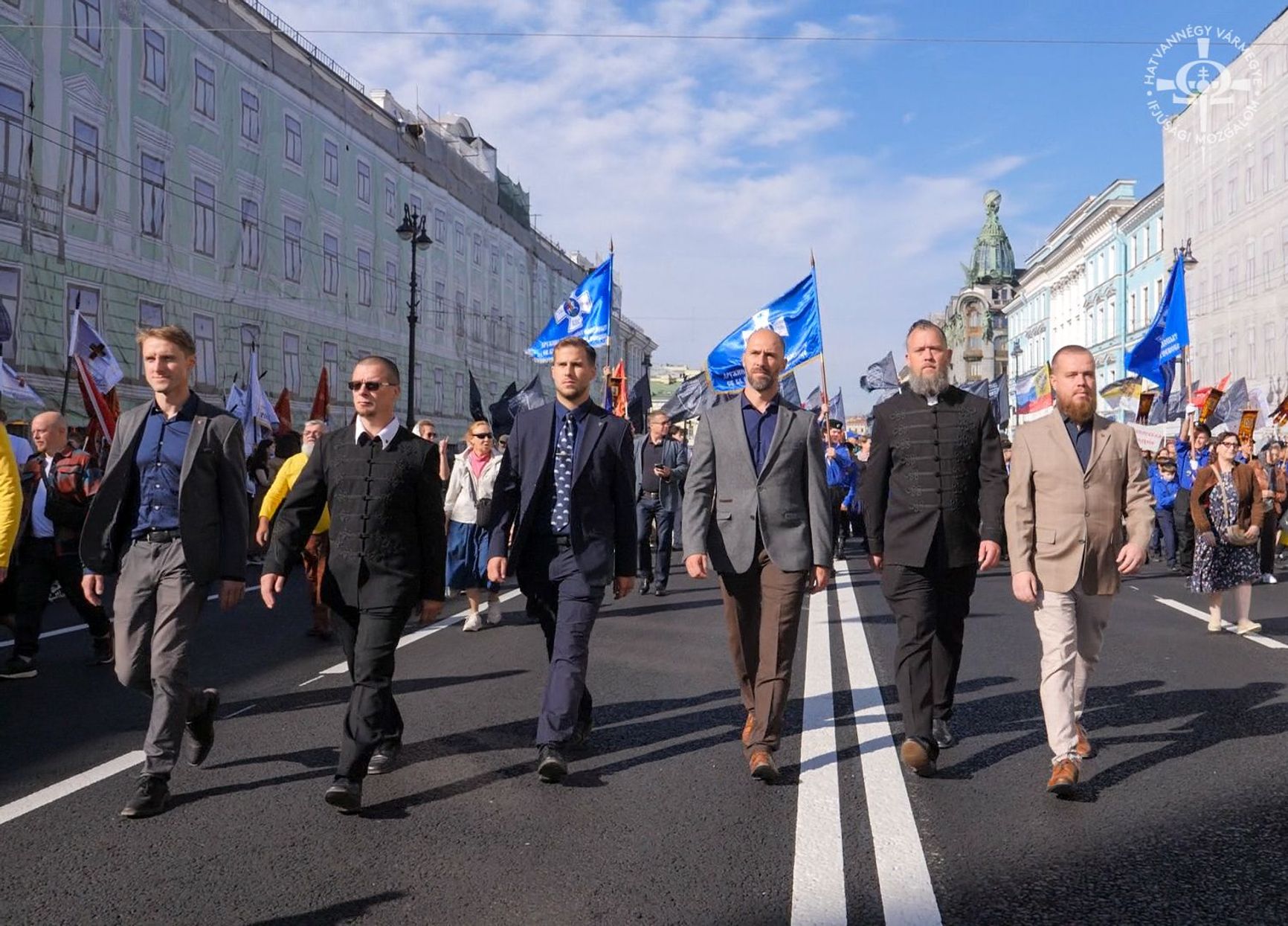 Members of the Hungarian far-right organization “64 Counties” at the religious procession in Saint Petersburg
